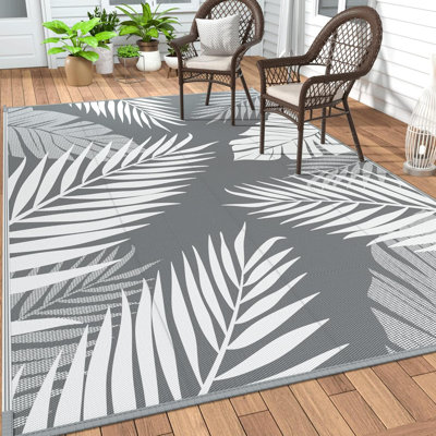 Tapis d'extérieur imperméable pour dégagement de patio, tapis de camping en paille de plastique réversible, tapis pour véhicules récréatifs, pique-nique, cour arrière, terrasse, balcon, porche, plage