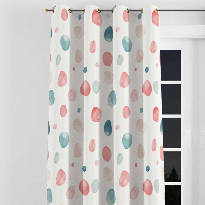 Rideaux à pois - Rideau moderne à œillets Baelie - 1 panneau, L 52 po x L 90 po, Œillets dorés
