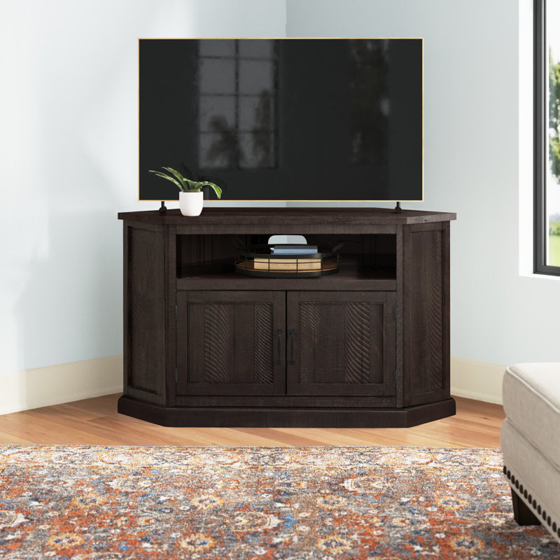 Kinsella 50" Solid Wood Corner TV Stand with Storage, Espresso