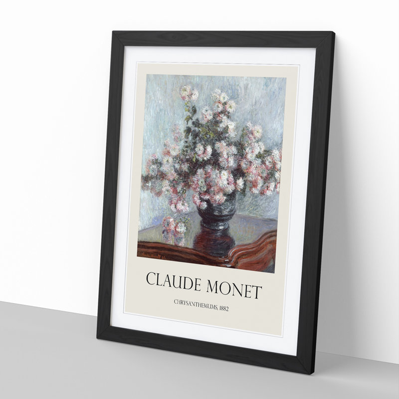Chrysanthemums by Claude Monet - Picture Frame Art Prints, Black, 36cm H x 27cm W x 2cm D