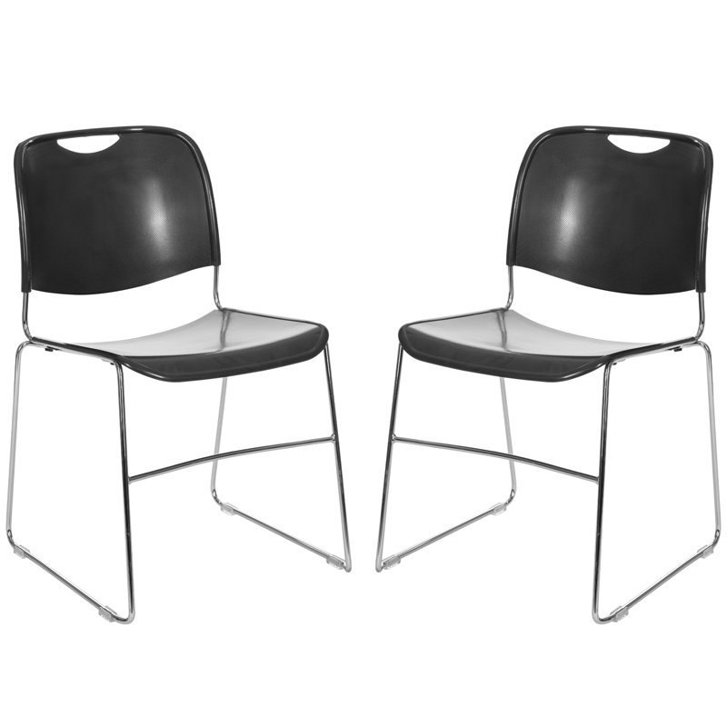 Naomi Premium Stack Chair, Pack of 2, Black