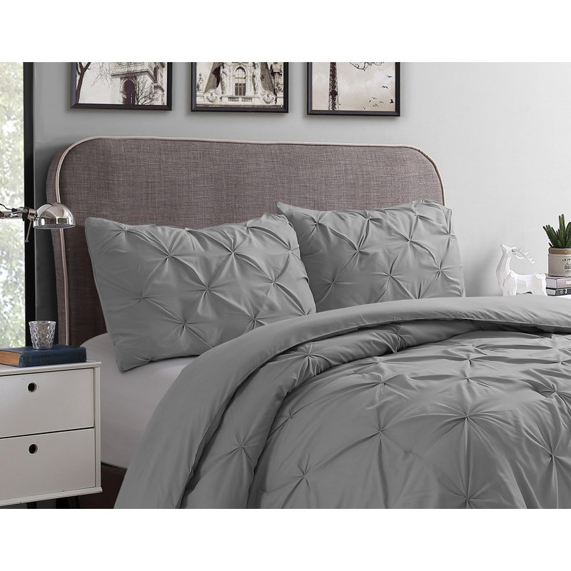 Ensemble d'édredon de 3 pièces en microfibre à nervures Swift Home - couleurs unies et motifs rayés - toutes saisons, durable, facile d'entretien