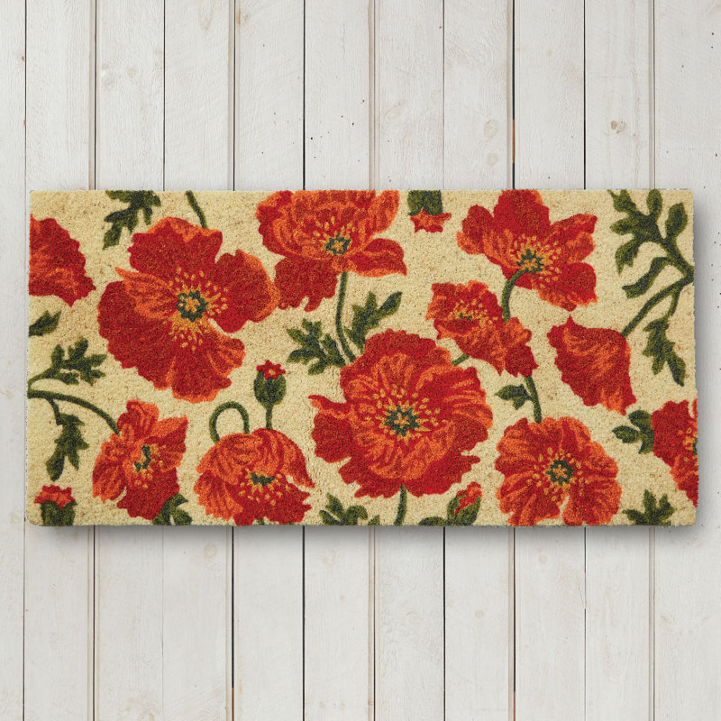 Tapis d'entrée rouge 30 po x 18 po Red Poppies, 20" L x 40" W