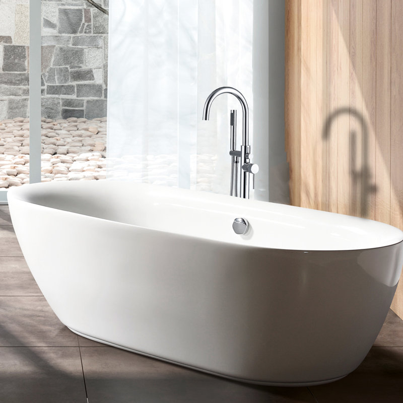 Hand Shower Coupled Freestanding Bathtub Faucet - Look Modern Tub Filler With Metal, Finish, 45In Deep, 6.5In Wide, High, 9Lb Bathroom Fashion Upgrade