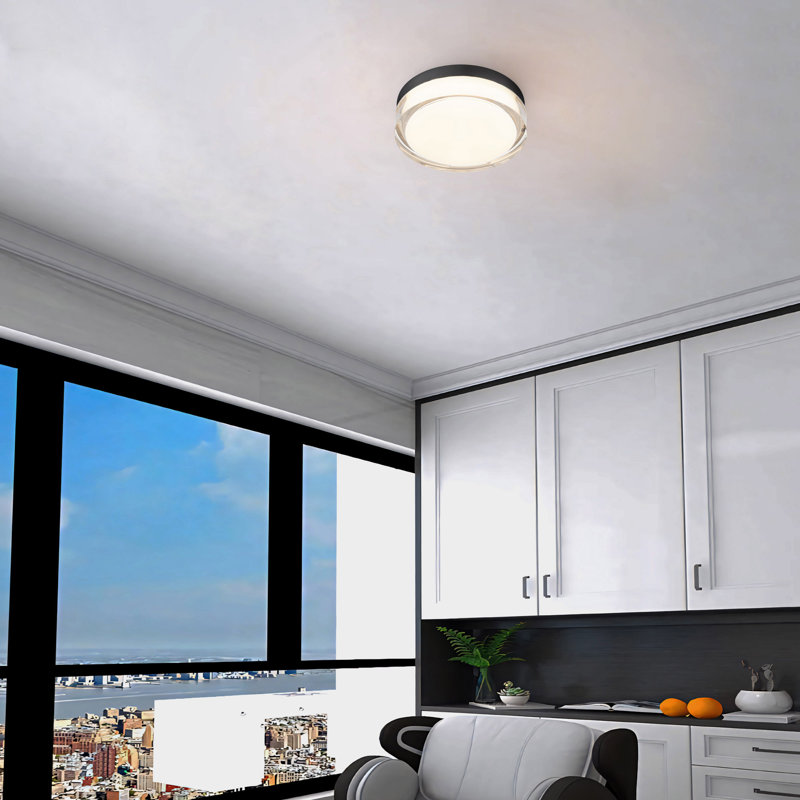 Sunspot LED Flush Mount for Indoor/Outdoor Use, 3-CCT Selectable, Dimmable, Ceiling or Wall Mount, Black