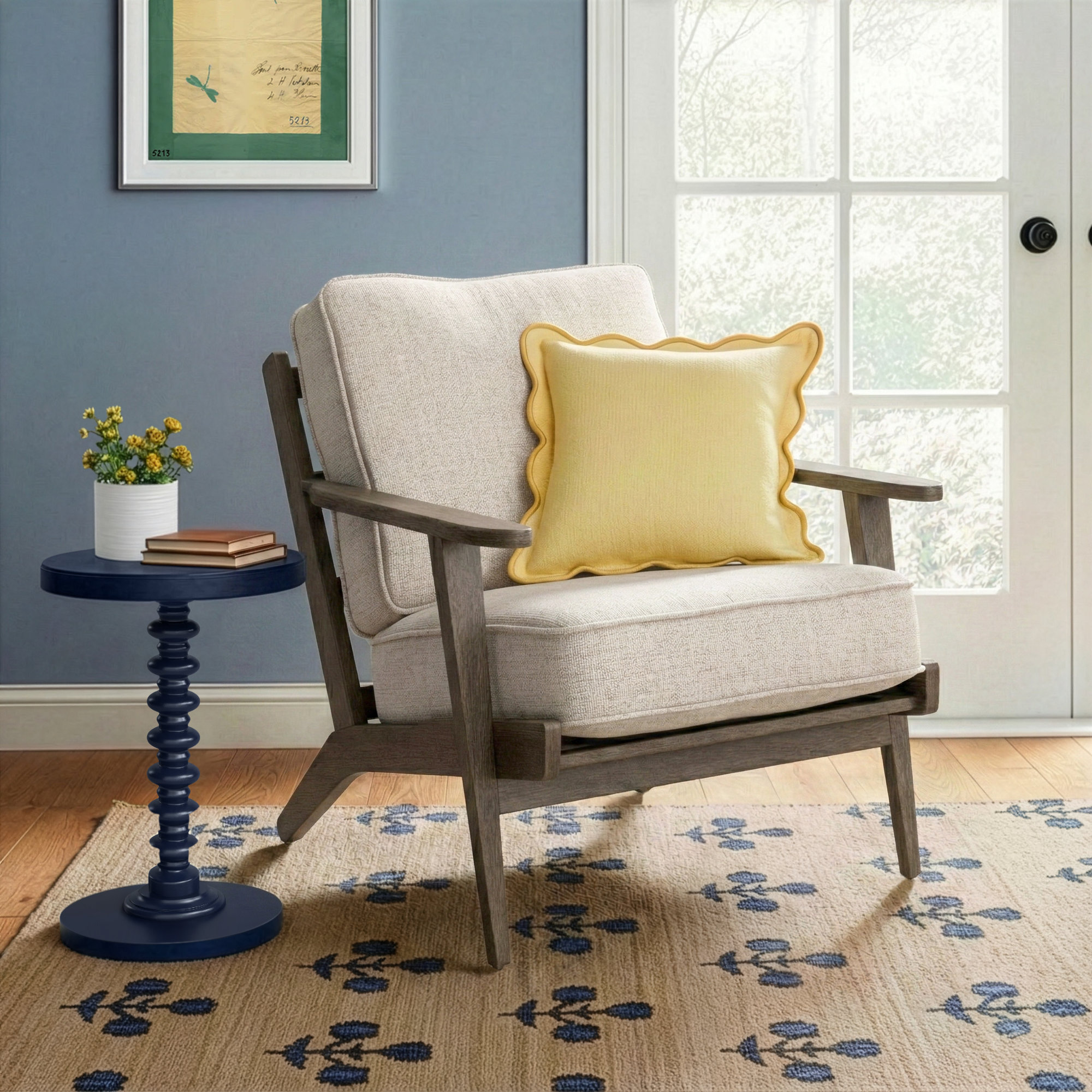 Roxy Upholstered Armchair, Ivory Cotton Blend