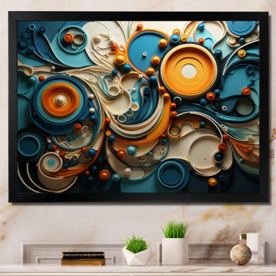 Gamar Teal Yellow Abstract Fractal Collage Melodies II - Fractals Wall Decor