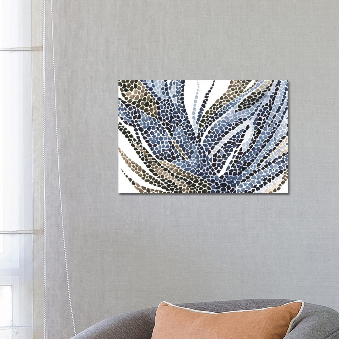 Blaue und braune Blume von Ana Ozz - Galerie-verpackte Leinwand Giclée auf Leinwand