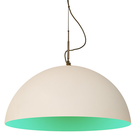 1 - Light Chrome Dome Pendant, White/Turquoise