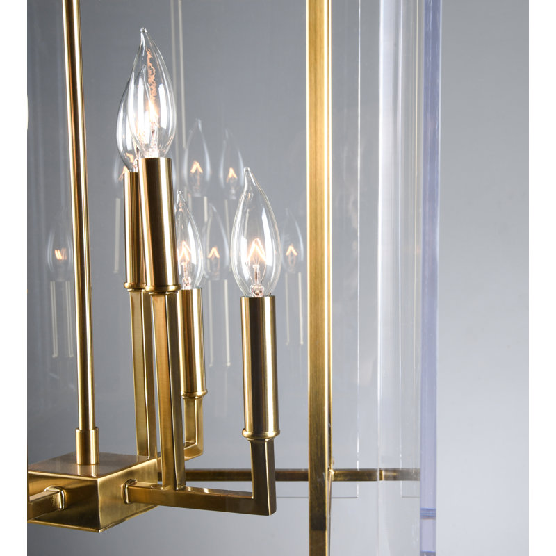 Lena 8 - Light Lantern Square / Rectangle Chandelier, Gold