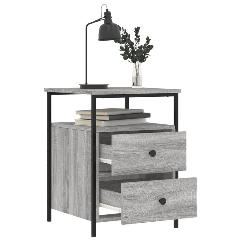 44cm W Bedside Table, Grey/Brown/Blue