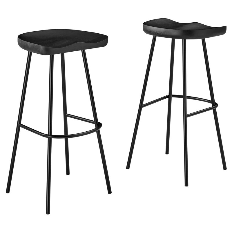 Tabouret en bois massif Modway Concord, Tabouret de bar (siège d'une hauteur de 31,5 po), Noir