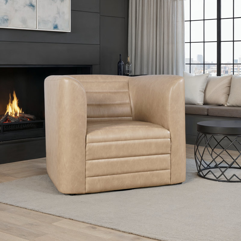 Fauteuil d'appoint pivotant en similicuir moderne GT, Sable