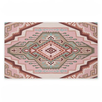 Tapis de porte extérieur en terre cuite Dreams Pink Boho, design par Corinne Lent, 18 po x 30 po