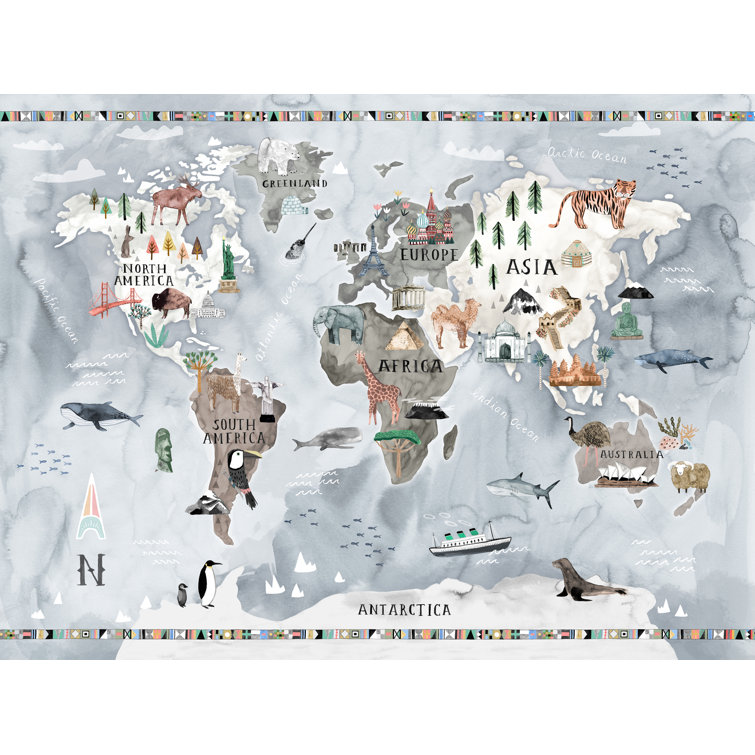 watercolor world map decal