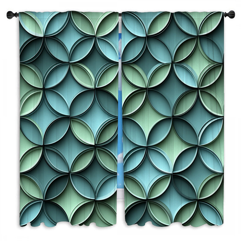Rideaux de fenêtre circulaires à motif géométrique minimaliste - 2 panneaux, L 20 po x L 52 po