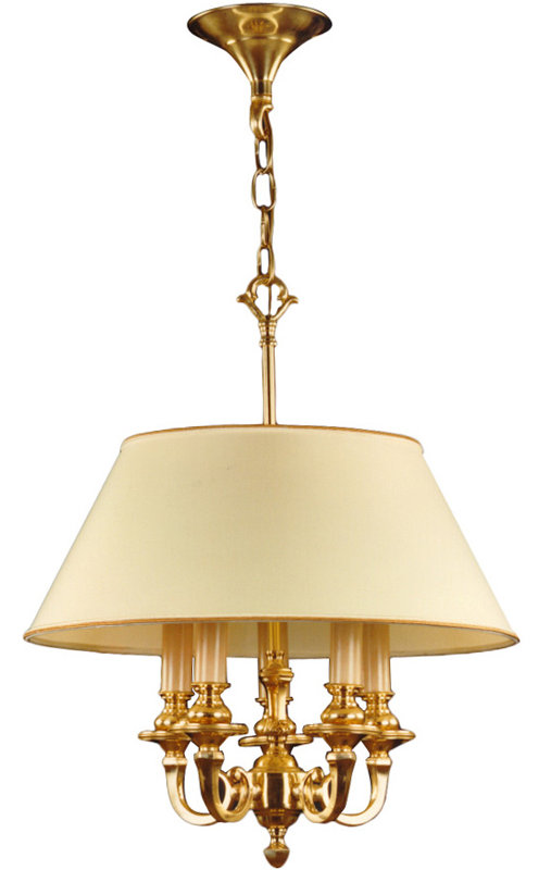 Crisler 5 - Light Candle Style Chandelier, Polished Brass