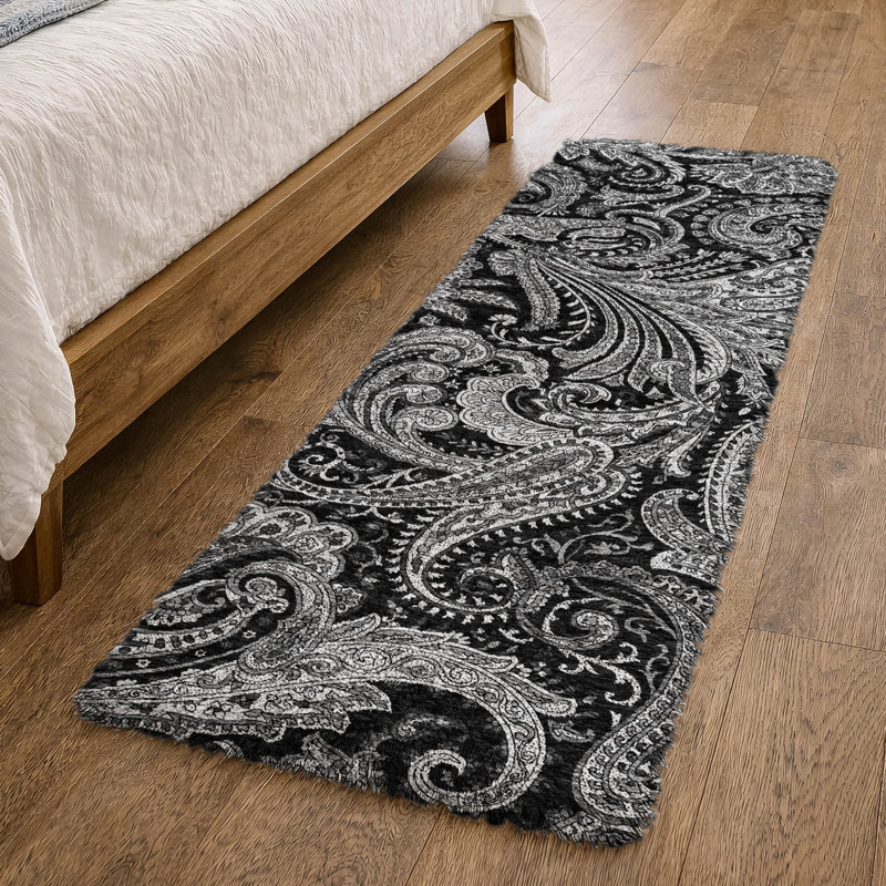 Tapis cachemire ADS654, Noir, Tapis de couloir 2 pi 3 po x 7 pi 6 po