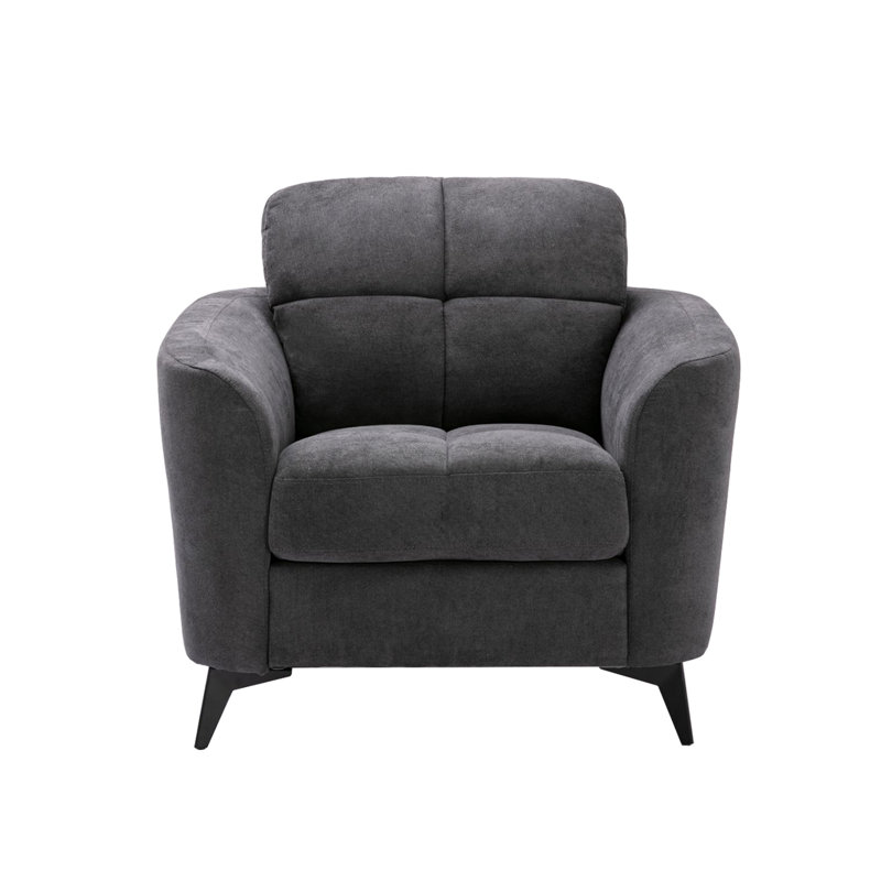 Fauteuil capitonné en velours l 39 po Cansin, Velours gris