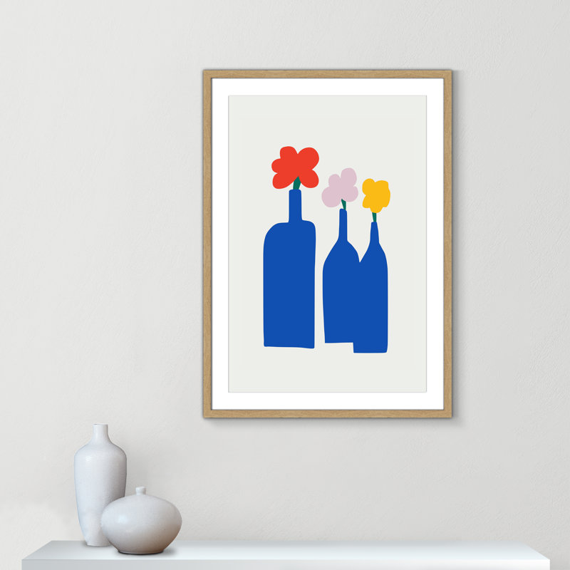 «Bold Blooms Trio Print» par Dean, 25.5'' W x 35.5'' H, Matted Print, Naturel