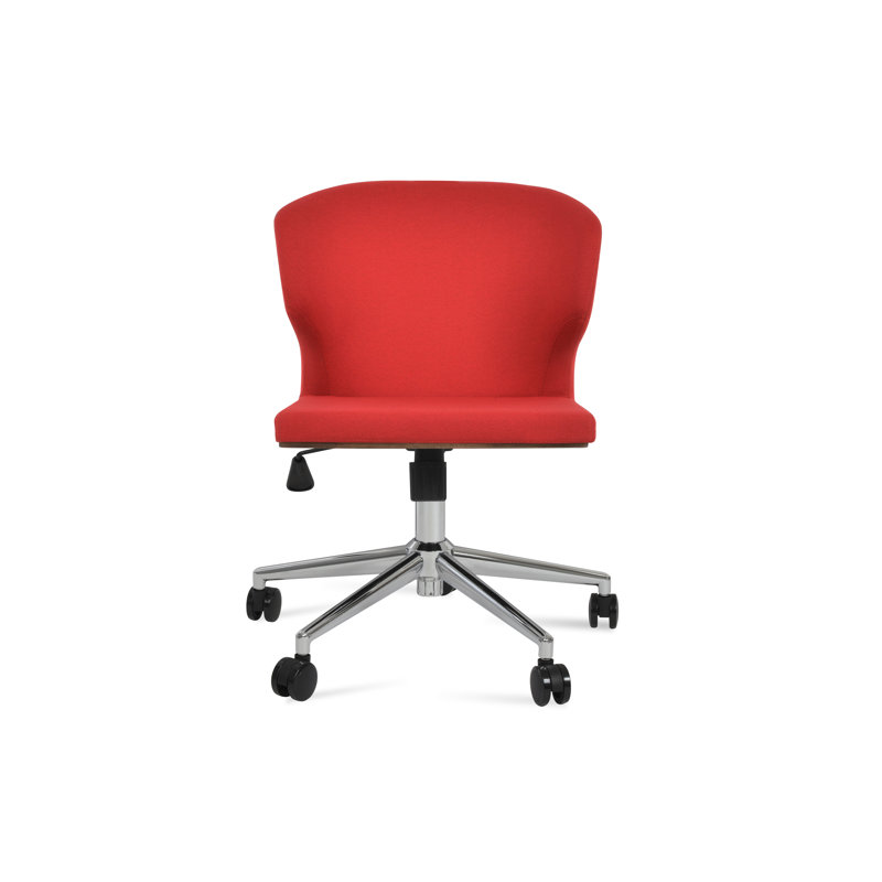 Chaise de bureau Amed, Rouge très clair, Chrome chrome