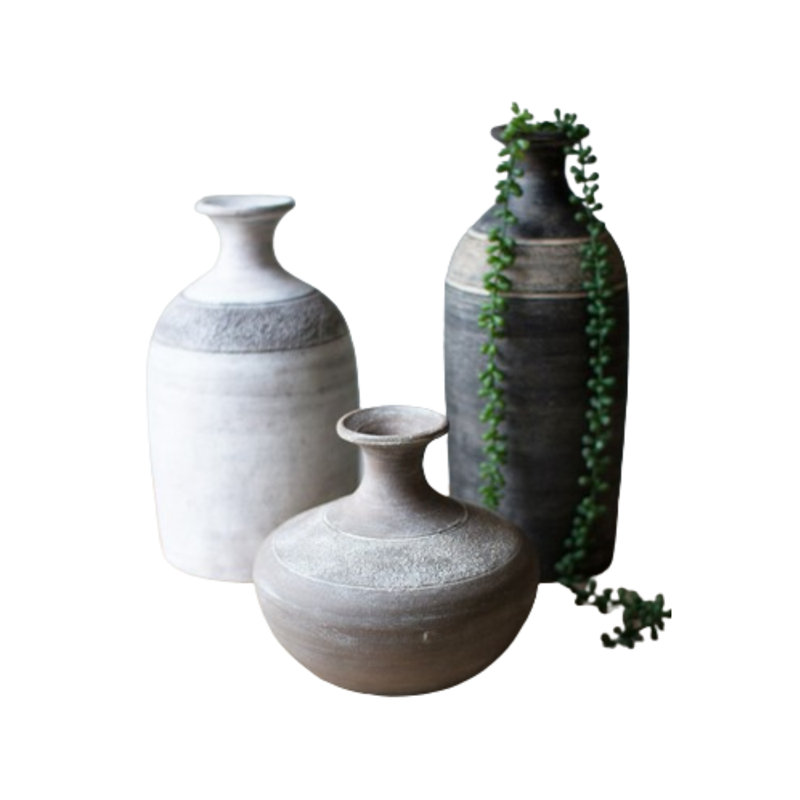 Handmade Neutral Ceramic Table Vase Set