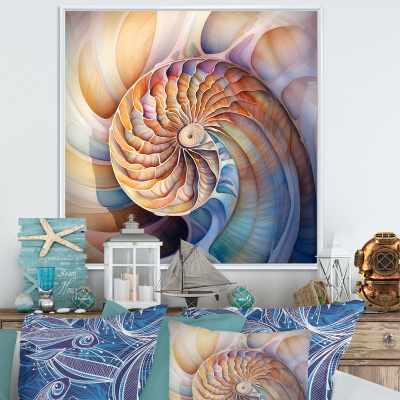 Seashell Symphony II sur impression sur toile, Cadre flottant blanc, H 30 po x l 30 po