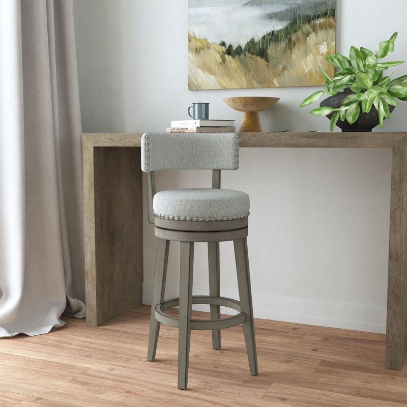Wendover Upholstered Wood Swivel Stool, Bar Stool (31" Seat Height)