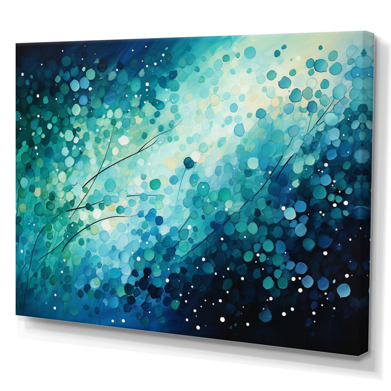 Turquoise Tranquillity IX - paysages abstraits, art mural, Toile tendue, H 16 po x l 32 po x P 1 po