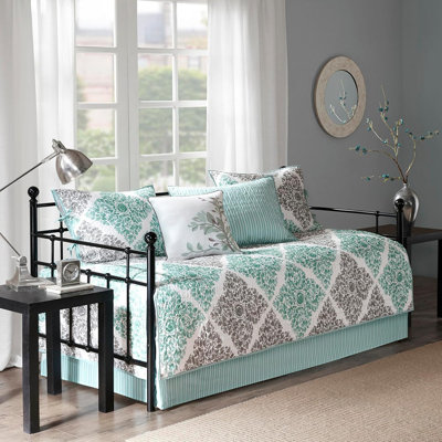 Ensemble de housse pour lit de jour 6 pièces, literie toutes saisons matelassée double face, turquoise diamant