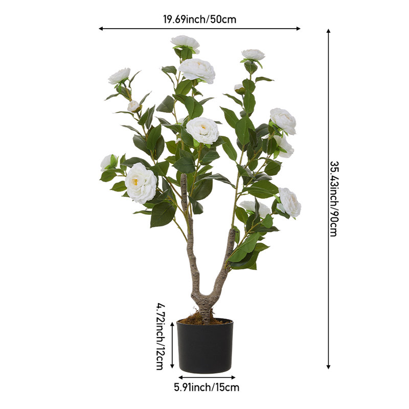 90cm Faux Camellia Tree Tree in Pot