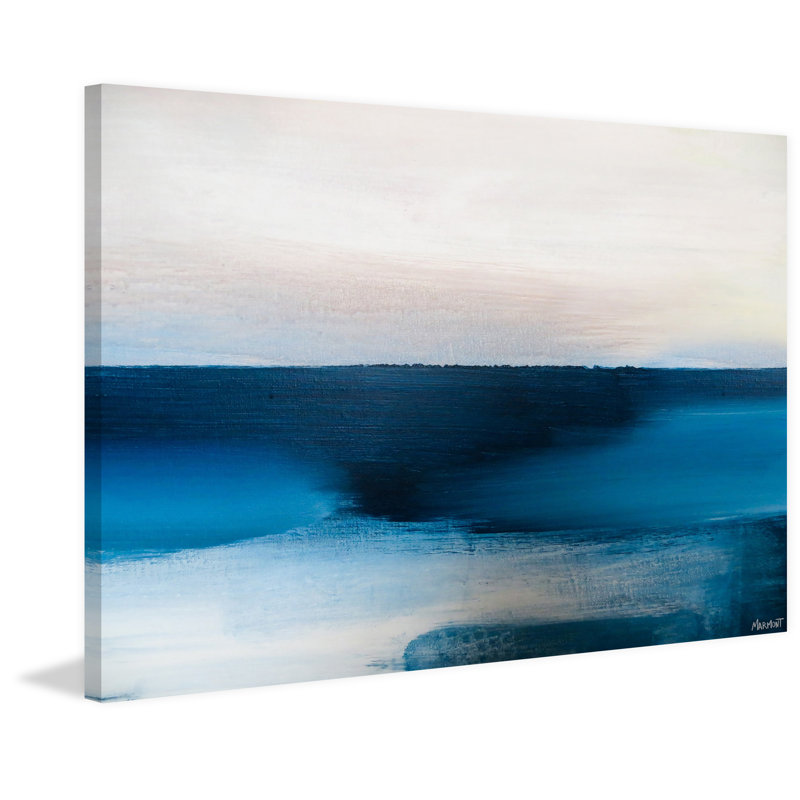 Deep Blue 1 Piece Wrapped Canvas Painting, 25cm H x 38cm W x 3.81cm D