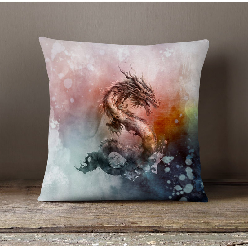 Throw Pillow With Insert, 20"H x 20"W, Blue/Red Abstract 12