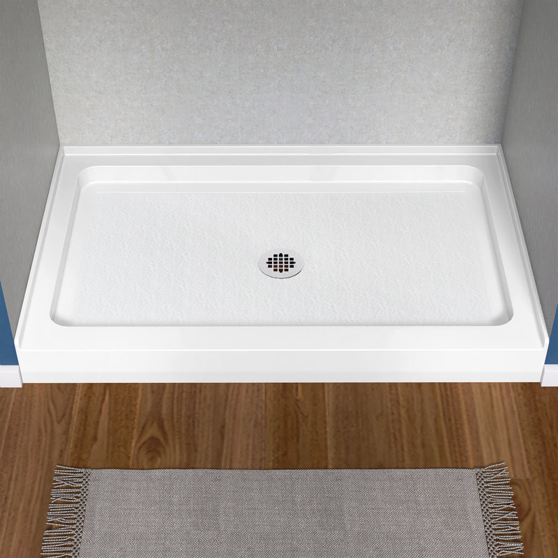 30 In. D X 48 In. W X 5 1/2 In. H Center  Drain Single Threshold Shower Base