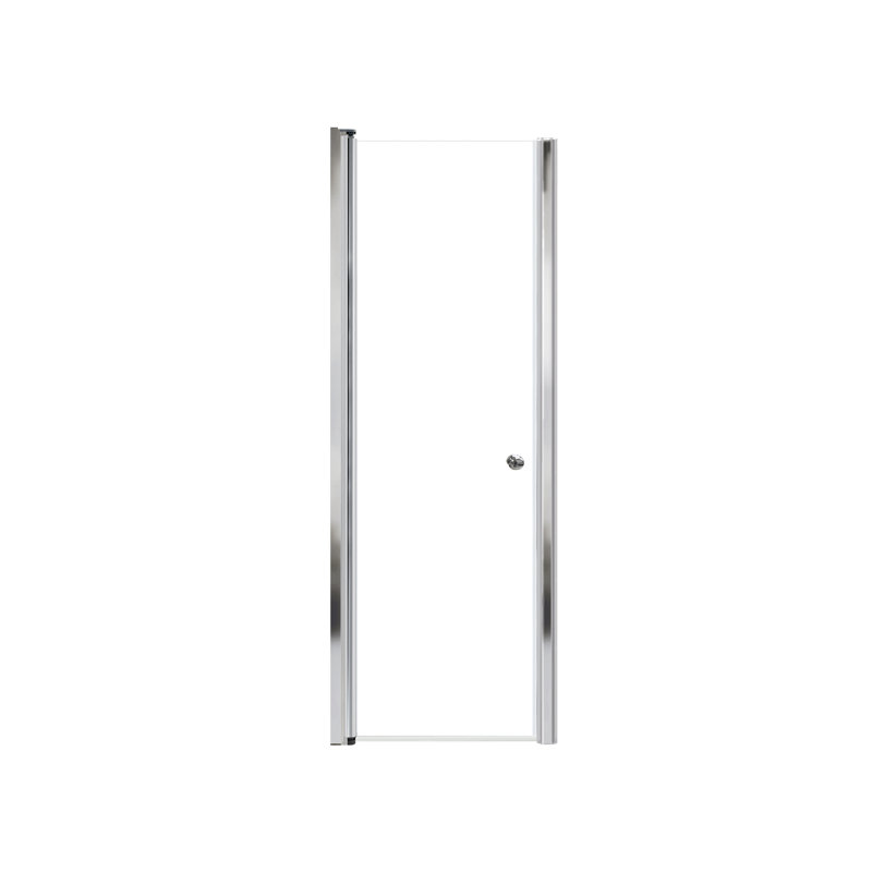 Porte de douche à cadre sans cadre Transoli Lyna, l 24 po x H 70 po, verre trempé transparent de 1/4 po, Chrome chrome
