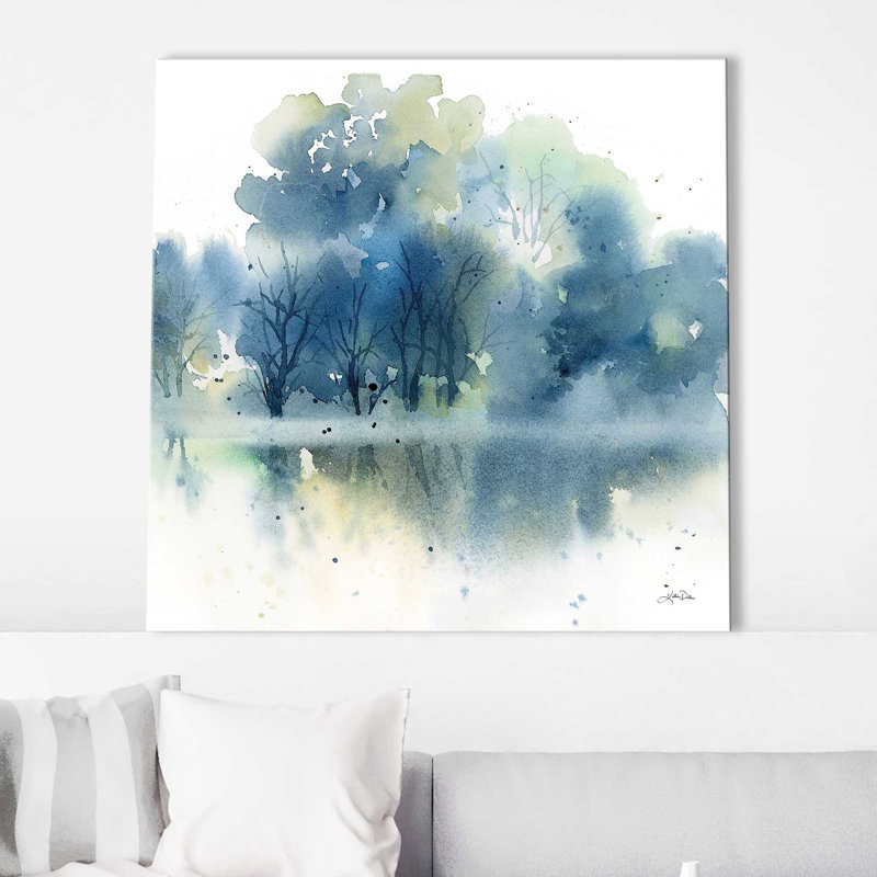 «Blue Pond Reflections (Square)» par Katrina Pete, reproduction, H 28 po x l 28 po x P 1,5 po, Toile tendue