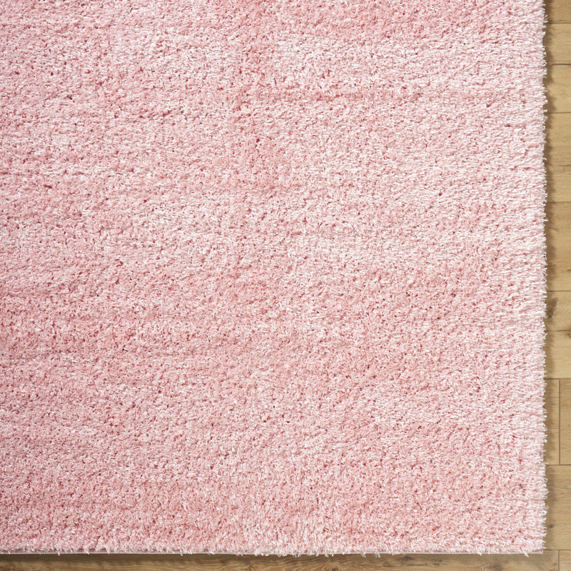 Libero Solid Shag Pink Area Rug, Rectangle 6'7" x 9'