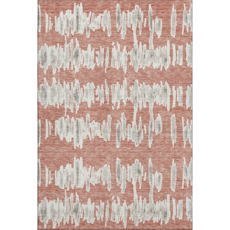 Premium Machine Washable Prisco Salmon Rug, Rectangle 9' x 12'