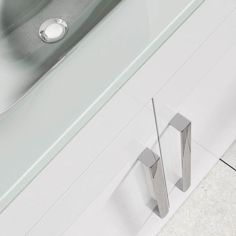 Whitfield 600mm Single Bathroom Vanity with Integrated Glass Basin, White