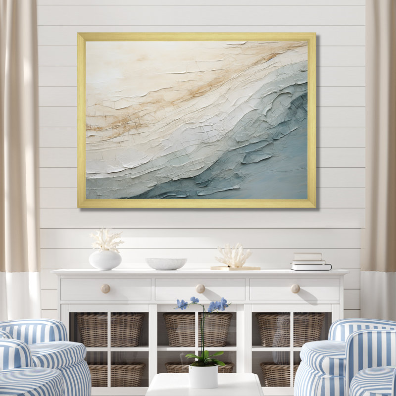 Cofsky - Coastal Minimalism Printed Wall Art, Framed Print, 34" H x 44" W, Gold