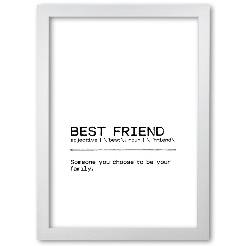 Best Friend Family - Print, 30 cm H x 21 cm W x 5 cm D, White Grain Frame