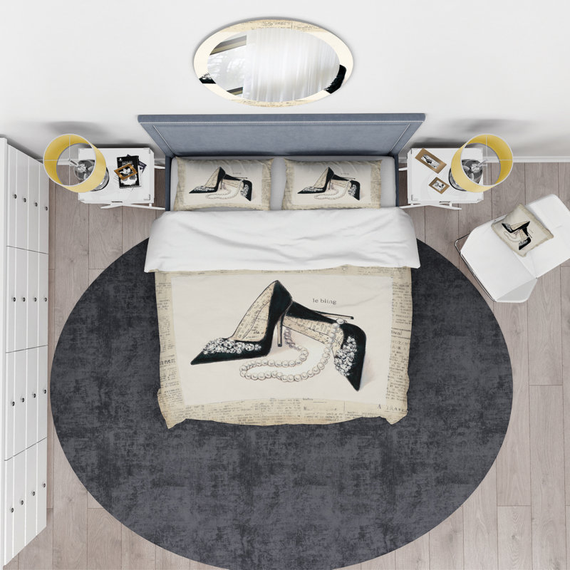 Glamour Black Diamond Stiletto I - ensemble de housse de couette tendance - microfibre de polyester