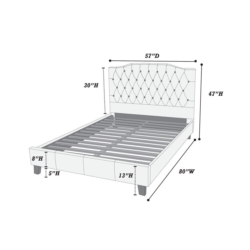 Lit plateforme tapissier Selsey, Double