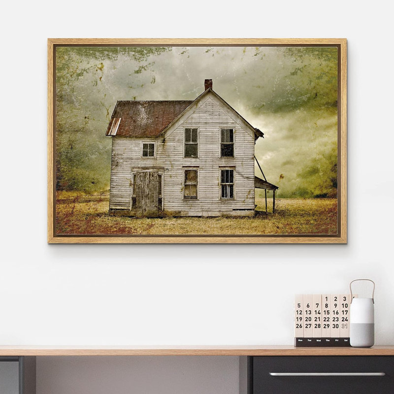 Ferme grunge délabrée dans le champ BE03, Encadré naturel, H 16 po x l 24 po