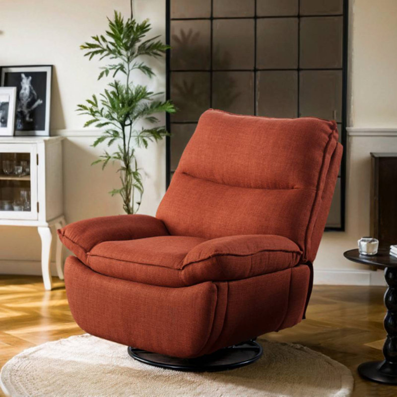 Canapé inclinable 40 po pivotant sur 360 ° Clinkscales, Tissu orange / brun