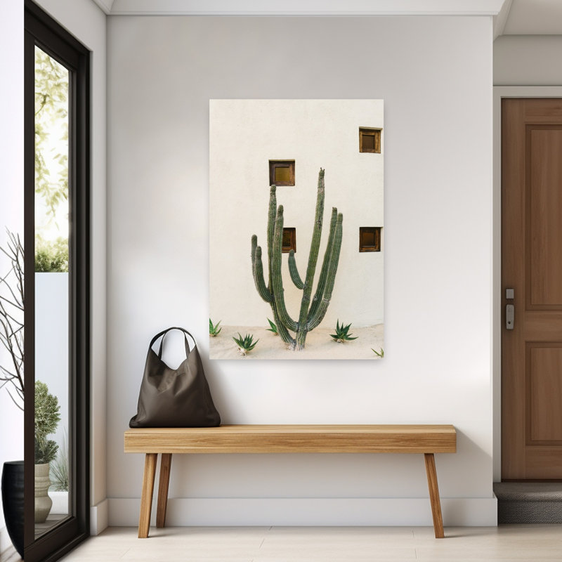 Art contemporain, paysage abstrait de cactus, H 60 po x l 40 po