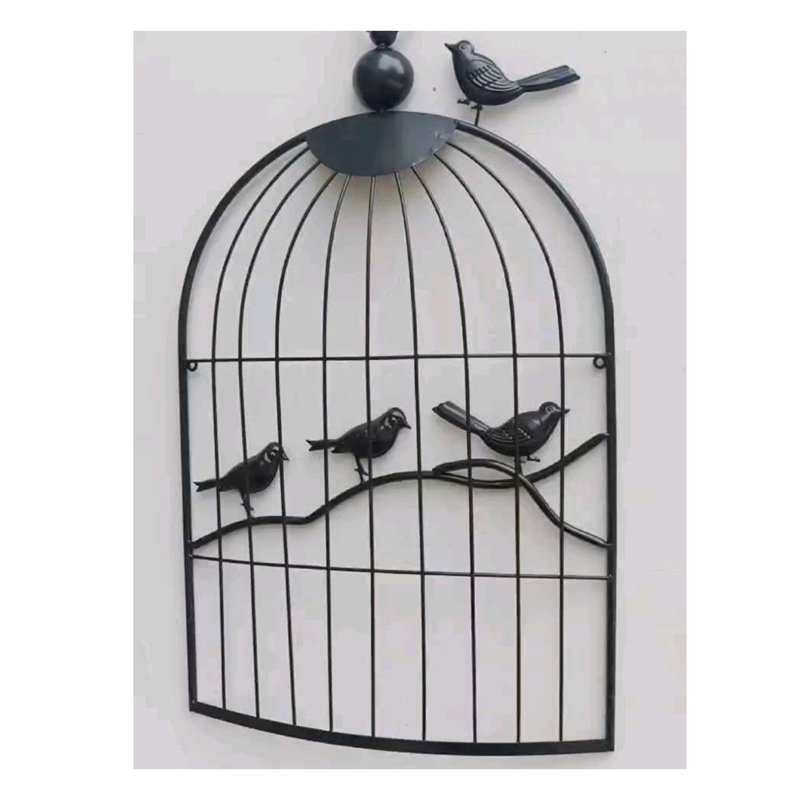 Décoration murale rétro cage à oiseaux en fer forgé