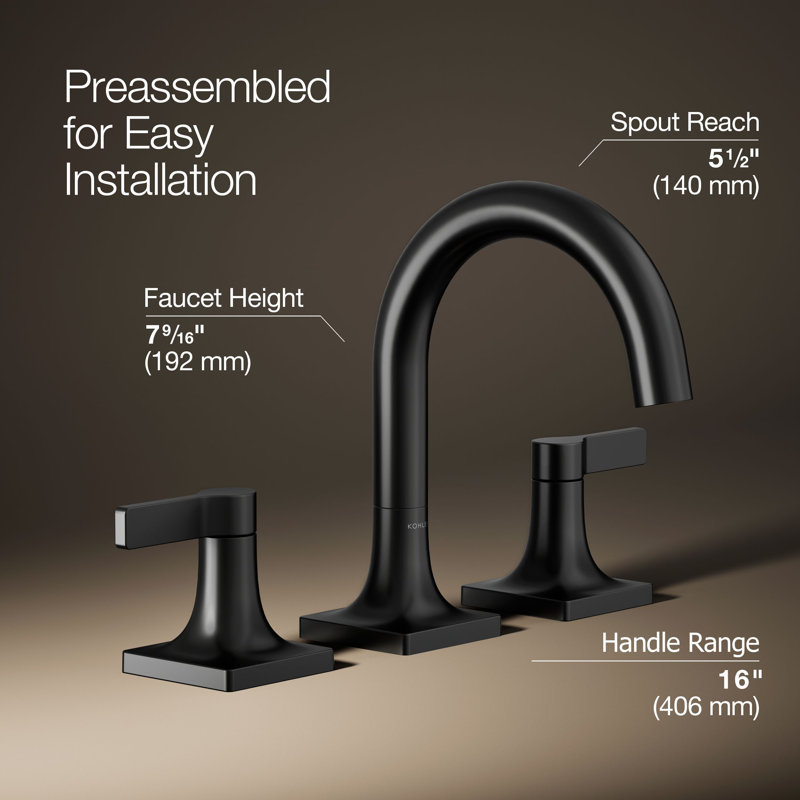 Venza Widespread Bathroom Sink Faucet 1.2 GPM, Matte Black, 1.2 GPM