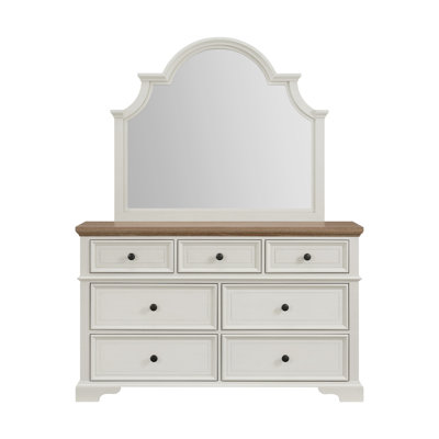 Ensemble de commode et miroir Aryion pour jeunes en brun et blanc