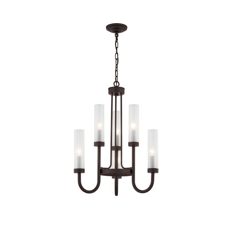 Lustre style chandelier 6 lumières Mingus, Bronze foncé